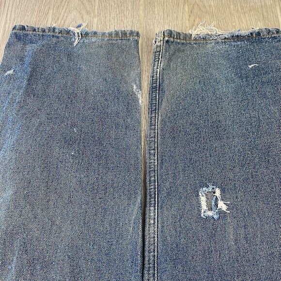Full Blue Men's Men’s Heavily Distressed Straight Leg Jeans Blue Size 33x30 - Picture 4 of 12